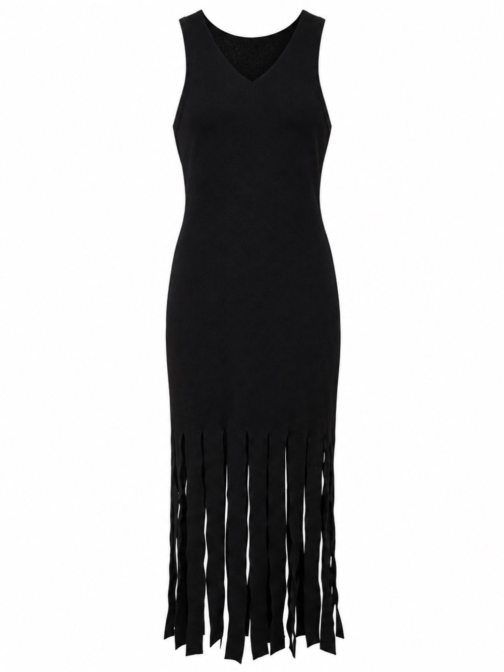 Rails Kaia Black Fringe Detail Knit Midi Dress Size Medium